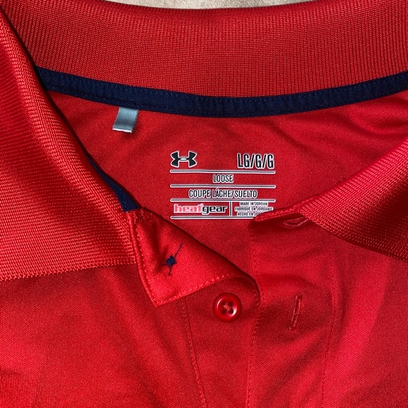 Under Armour red polo shirt. Size large - Picture 3 of 6